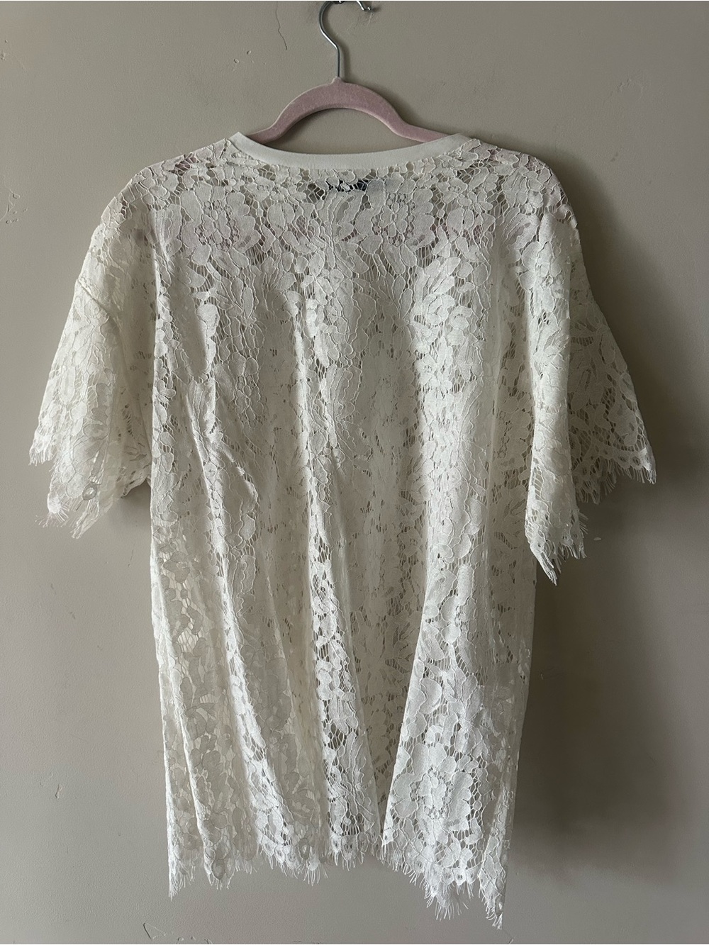 Zara Cream Lace Short-Sleeve Tunic